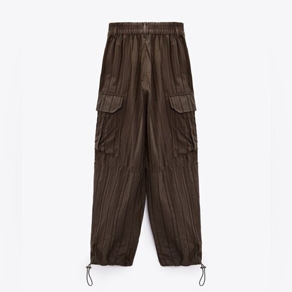 ZARA LACE TRIM CARGO PANTS - Picture 4 of 10